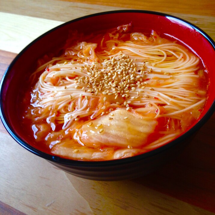 節約ランチ♪キムチにゅうめん♪